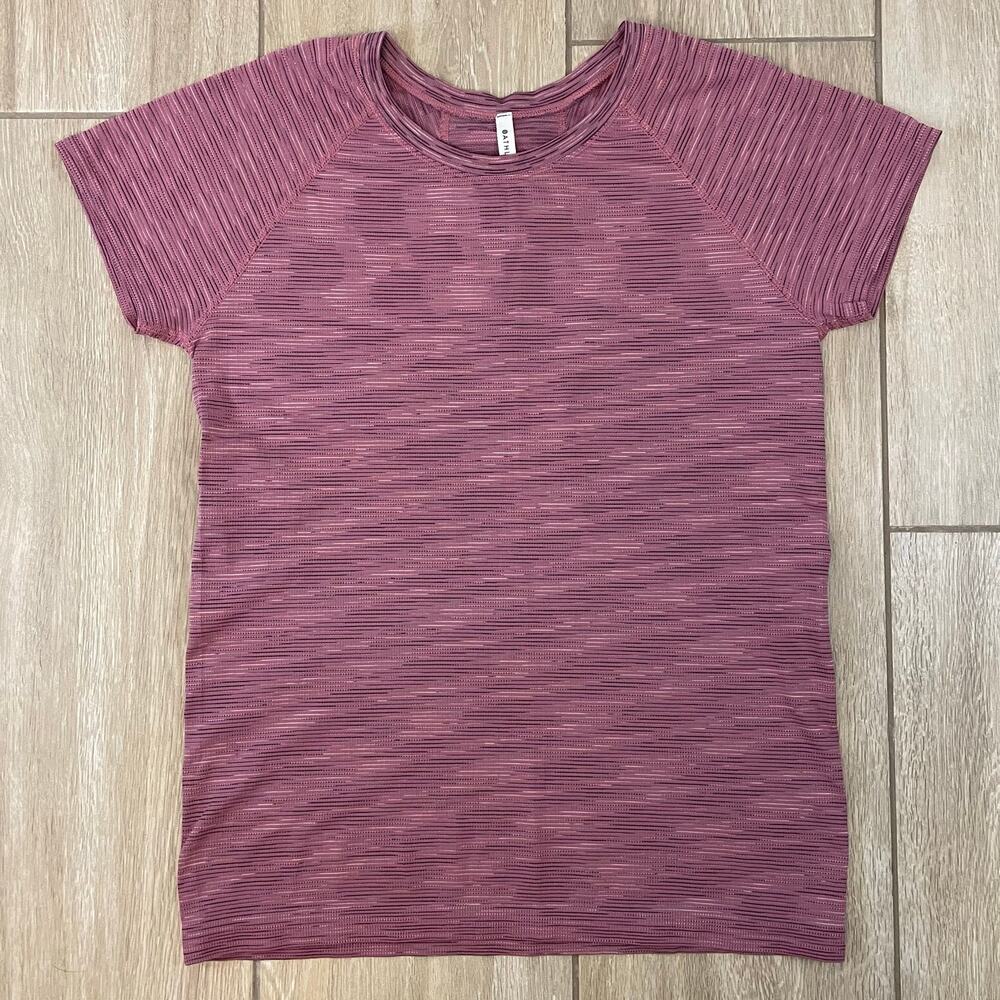 Athleta Speedlight Tee Mauve Pink Space Dye Seamless Gym Shirt Women XL
